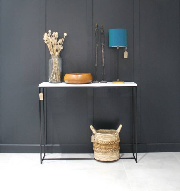 Mild Steel Framed Console Table With Stone Worktop - image 1