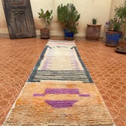 Handmade Moroccan Wool Runner Rug Faded Orange Hallway Rug - 2.4 X 10.4 Ft - thumbnail 2