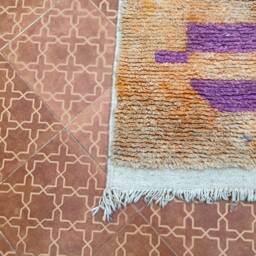 Handmade Moroccan Wool Runner Rug Faded Orange Hallway Rug - 2.4 X 10.4 Ft - thumbnail 3