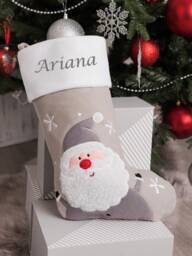 Personalised Christmas Sack & Stocking Set Embroidered Silver Grey Santa Large Xmas Present Gift Decorations Traditional - thumbnail 3