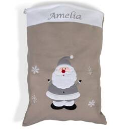 Personalised Christmas Sack & Stocking Set Embroidered Silver Grey Santa Large Xmas Present Gift Decorations Traditional - thumbnail 4