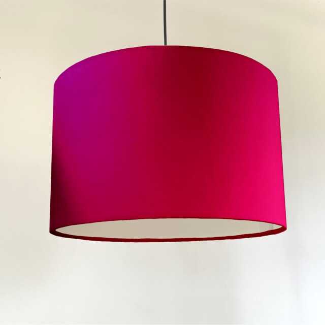 Cerise Velvet Drum Lampshade, White Lining, Ceiling Or Bedside Shade - image 1