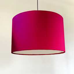 Cerise Velvet Drum Lampshade, White Lining, Ceiling Or Bedside Shade