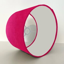 Cerise Velvet Drum Lampshade, White Lining, Ceiling Or Bedside Shade - thumbnail 2