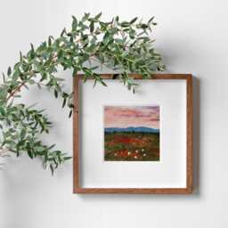 Original Textile Landscape Art Sheep & Fields in Rolling English Landscape. Handpainted Hand Sewn Original Art - thumbnail 1