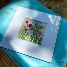 Original Textile Landscape Art Sheep & Fields in Rolling English Landscape. Handpainted Hand Sewn Original Art - thumbnail 2