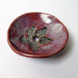 Small Ceramic Soap Dish - Purples Brown Stoneware Artisan Pottery - thumbnail 4