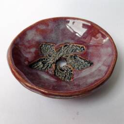 Small Ceramic Soap Dish - Purples Brown Stoneware Artisan Pottery - thumbnail 2