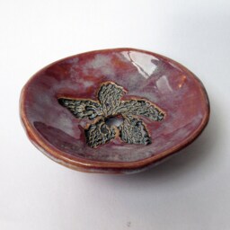 Small Ceramic Soap Dish - Purples Brown Stoneware Artisan Pottery - thumbnail 3