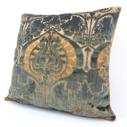 Decorative Pillow Case Olive Green Silk Heddle Velvet Luigi Bevilacqua Fabric Torcello Pattern - Made in Italy - thumbnail 2