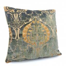 Decorative Pillow Case Olive Green Silk Heddle Velvet Luigi Bevilacqua Fabric Torcello Pattern - Made in Italy - thumbnail 3
