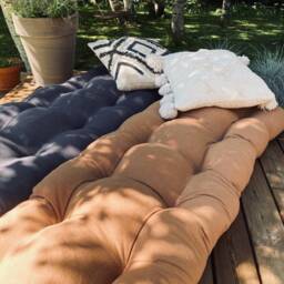 Large Tufted Linen Floor Cushion Bench Pillow, Sofa Cushion - thumbnail 3