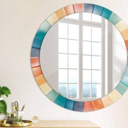 Radial Concentric Stripes, Rainbow, Round Mirror Frame, Wedding Gift, Decorative Wall, Bathroom - thumbnail 3