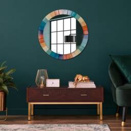 Radial Concentric Stripes, Rainbow, Round Mirror Frame, Wedding Gift, Decorative Wall, Bathroom - thumbnail 2