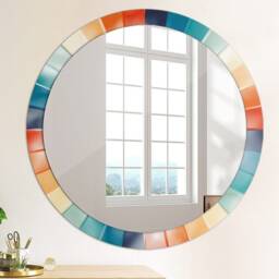 Radial Concentric Stripes, Rainbow, Round Mirror Frame, Wedding Gift, Decorative Wall, Bathroom - thumbnail 4