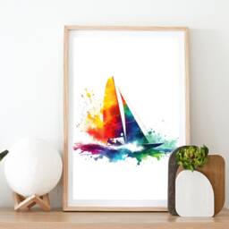 Sailing Poster Print Set - Of 3 Posters - Sailor Gifts Watercolour Painting Boat Gift Boating Wall Artwork Decor - thumbnail 2