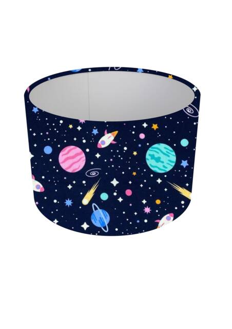 Space Rocket Drum Lampshade, Children's Nursery Ceiling Or Table Light Shade - image 1