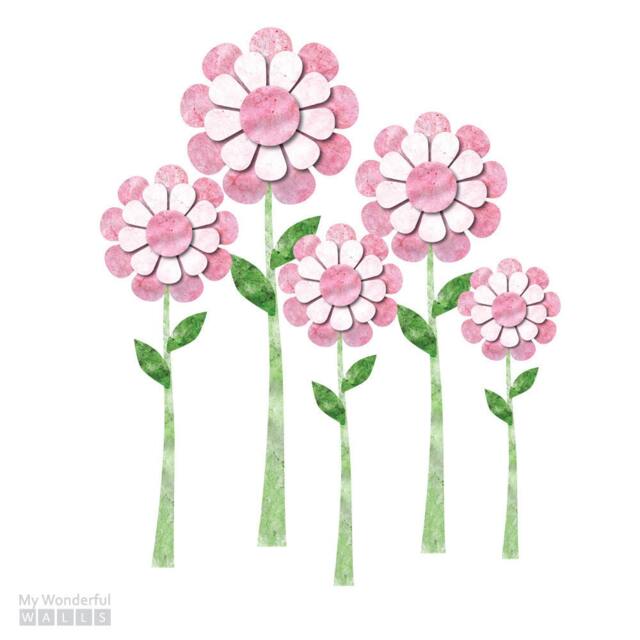 Large Daisy Wall Decals - Set Of 5 Flower Stickers - 113-Stick-17 - image 1