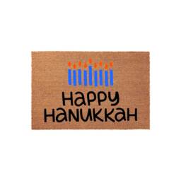 Hanukkah Doormat Happy Menorah Candles, Welcome Mat, Door Housewarming Gift, Jewish Family Decor - thumbnail 1