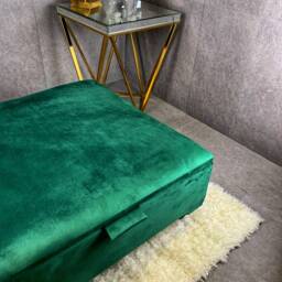 Coffee Table Storage Upholstered in Soft Velvet & Handmade Legs Included Green Colour - thumbnail 3