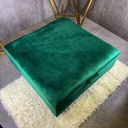 Coffee Table Storage Upholstered in Soft Velvet & Handmade Legs Included Green Colour - thumbnail 2