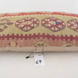 "Kilim Pillow, Wool Kilim Cousin From Anatolia , 12""x24" - thumbnail 3