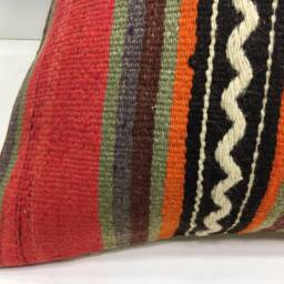 Vintage Turkish Kilim Pillow Cover, Handwoven Accent - 20x20 - thumbnail 3