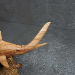 Handmade Wood Shark Couple Statue Ocean Decor 9 - thumbnail 4