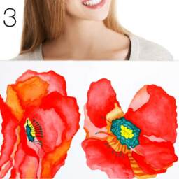 Red Poppy Decals, Set Of 6 Hand-Painted Decals For Walls, Tiles & Furniture, Flower Wall Tattoo Furniture Decal, Easysweethome - thumbnail 4