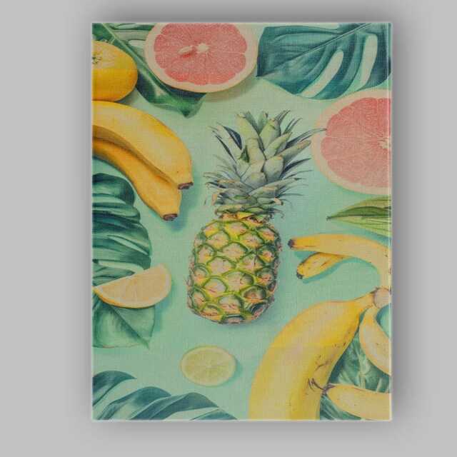 Tropical Pineapple Banana & Grapefruit Botanical Composition Canvas Wall Art Print Decor Picture Ready To Hang - image 1
