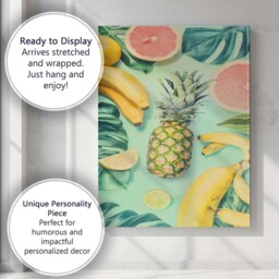 Tropical Pineapple Banana & Grapefruit Botanical Composition Canvas Wall Art Print Decor Picture Ready To Hang - thumbnail 3