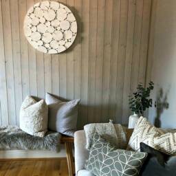 Log Wall Art Scandinavian Style White Wood, Contemporary Art, Wall Hanging, Decor, Wood Slice Art - thumbnail 2