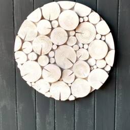 Log Wall Art Scandinavian Style White Wood, Contemporary Art, Wall Hanging, Decor, Wood Slice Art - thumbnail 3