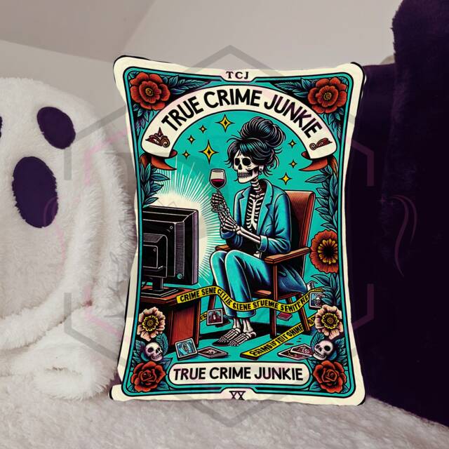 True Crime Junkie Cushion Handmade Tarot Card Style Pillow - image 1