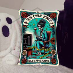 True Crime Junkie Cushion Handmade Tarot Card Style Pillow - thumbnail 1