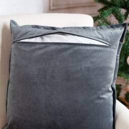 Dark Gray Velvet Pillow Cover, Cushion Cover - thumbnail 3