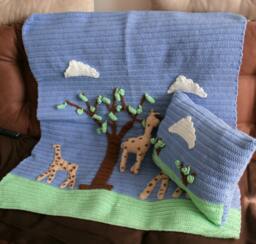 Giraffe Afghan, Pillow & Toy