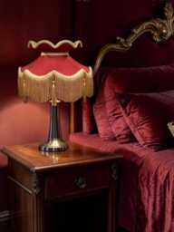 Handmade Gold & Burgundy Victorian Lampshade With Antique Tassels - thumbnail 1