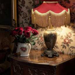Handmade Gold & Burgundy Victorian Lampshade With Antique Tassels - thumbnail 3
