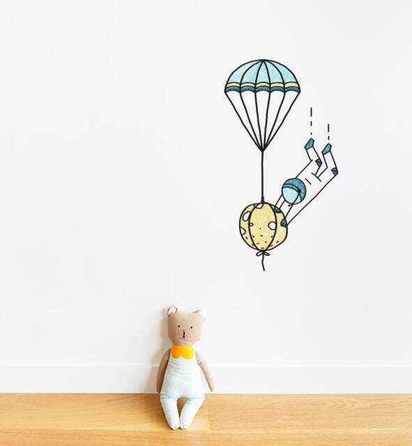 Astronaut Stealing The Moon Wall Sticker Decal - Kids Stickers, Animals Childrens Decals, Art, Room