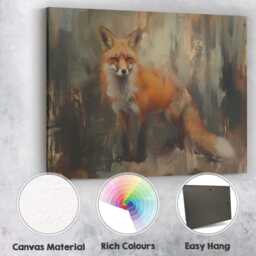 Rustic Red Fox Wildlife Portrait Contemporary Animal Artwork Canvas Wall Art Print Decor Picture Ready To Hang - thumbnail 2