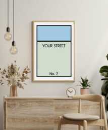 Personalised Board Game Poster. Custom Property Home Decor Gift Idea Any Street Name Number Prints New Card Gift - thumbnail 1