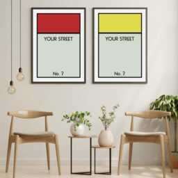 Personalised Board Game Poster. Custom Property Home Decor Gift Idea Any Street Name Number Prints New Card Gift - thumbnail 2