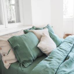 Green Linen Duvet Cover - Soft Stonewashed Natural Bedding, Queen & King Sizes - thumbnail 3