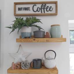 Chunky Wooden Shelves - Set Of 3 Rustic Ornament Display, 15cm Depth - thumbnail 2