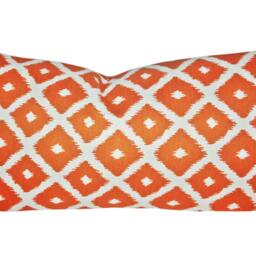 Orange Ikat Pillow Cover - Kasmir Jumba Pumpkin Geometric Trellis Accent - thumbnail 2
