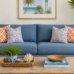 Orange Ikat Pillow Cover - Kasmir Jumba Pumpkin Geometric Trellis Accent - thumbnail 3
