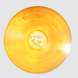 Mid Century Modern Brass Wall Sconce, Disk Shade Vanity Light - thumbnail 2
