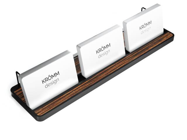 Macassar Ebony Wood Business Card Holder, Modern Office Desk Display - image 1