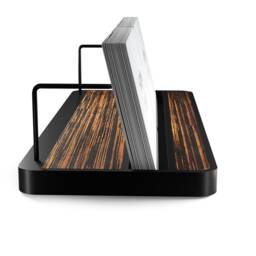 Macassar Ebony Wood Business Card Holder, Modern Office Desk Display - thumbnail 3